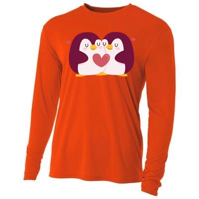 Penguin Couples Gift Wedding Anniversary Valentines Him Her Gift Cooling Performance Long Sleeve Crew