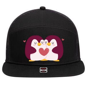 Penguin Couples Gift Wedding Anniversary Valentines Him Her Gift 7 Panel Mesh Trucker Snapback Hat