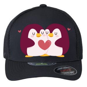 Penguin Couples Gift Wedding Anniversary Valentines Him Her Gift Flexfit Unipanel Trucker Cap