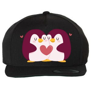 Penguin Couples Gift Wedding Anniversary Valentines Him Her Gift Wool Snapback Cap