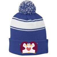 Penguin Couples Gift Wedding Anniversary Valentines Him Her Gift Stripe Pom Pom Beanie