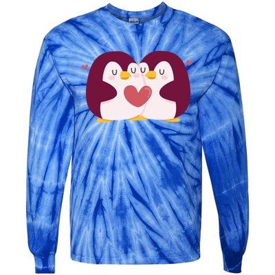 Penguin Couples Gift Wedding Anniversary Valentines Him Her Gift Tie-Dye Long Sleeve Shirt