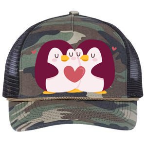 Penguin Couples Gift Wedding Anniversary Valentines Him Her Gift Retro Rope Trucker Hat Cap