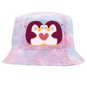 Penguin Couples Gift Wedding Anniversary Valentines Him Her Gift Tie-Dyed Bucket Hat