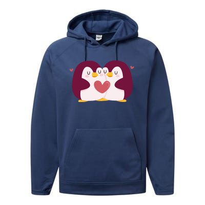 Penguin Couples Gift Wedding Anniversary Valentines Him Her Gift Performance Fleece Hoodie