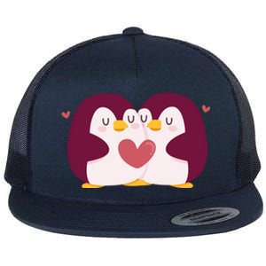 Penguin Couples Gift Wedding Anniversary Valentines Him Her Gift Flat Bill Trucker Hat