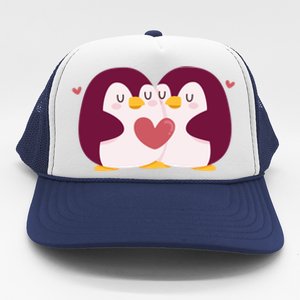 Penguin Couples Gift Wedding Anniversary Valentines Him Her Gift Trucker Hat