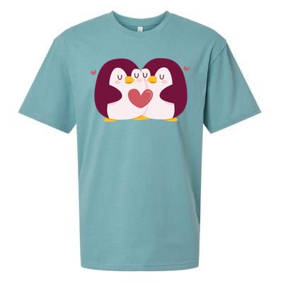 Penguin Couples Gift Wedding Anniversary Valentines Him Her Gift Sueded Cloud Jersey T-Shirt