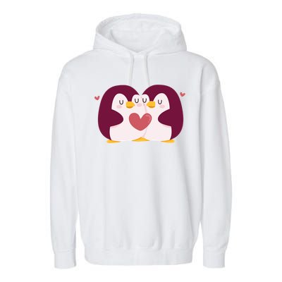 Penguin Couples Gift Wedding Anniversary Valentines Him Her Gift Garment-Dyed Fleece Hoodie