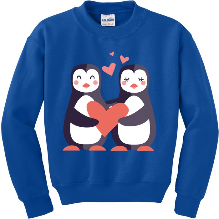 Penguin Couples Gift Wedding Anniversary Valentines Him Her Gift Kids Sweatshirt