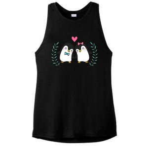 Penguin Couples Gift Wedding Anniversary Valentines Him Her Gift Ladies PosiCharge Tri-Blend Wicking Tank