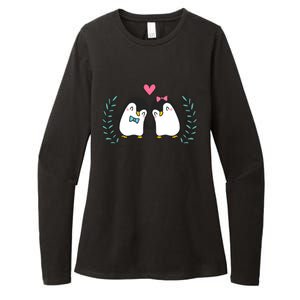 Penguin Couples Gift Wedding Anniversary Valentines Him Her Gift Womens CVC Long Sleeve Shirt