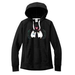 Penguin Couples Gift Wedding Anniversary Valentines Him Her Gift Women's Fleece Hoodie