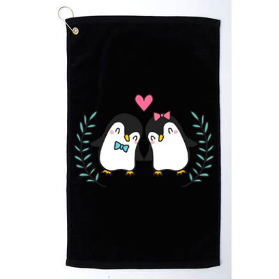 Penguin Couples Gift Wedding Anniversary Valentines Him Her Gift Platinum Collection Golf Towel