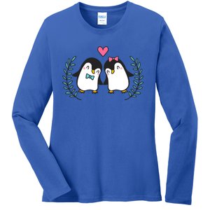 Penguin Couples Gift Wedding Anniversary Valentines Him Her Gift Ladies Long Sleeve Shirt