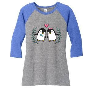 Penguin Couples Gift Wedding Anniversary Valentines Him Her Gift Women's Tri-Blend 3/4-Sleeve Raglan Shirt