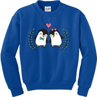 Penguin Couples Gift Wedding Anniversary Valentines Him Her Gift Kids Sweatshirt