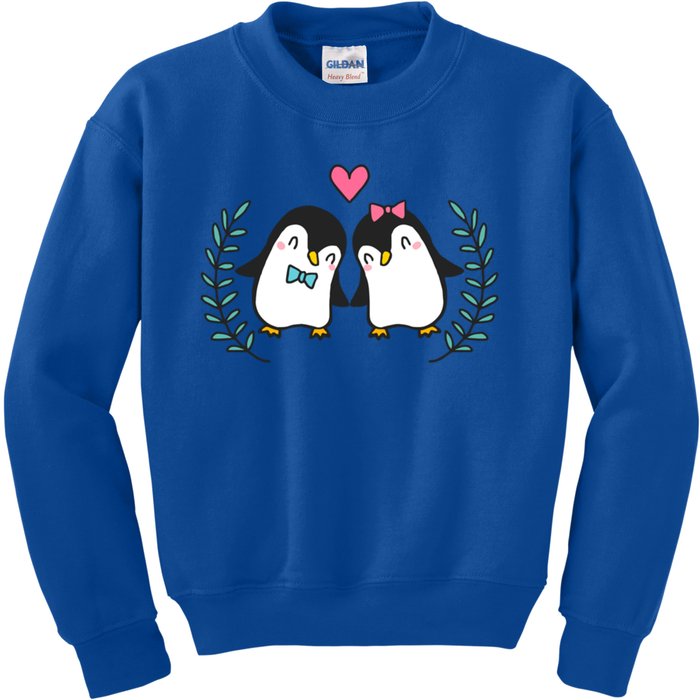 Penguin Couples Gift Wedding Anniversary Valentines Him Her Gift Kids Sweatshirt