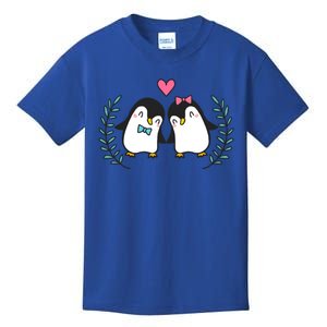 Penguin Couples Gift Wedding Anniversary Valentines Him Her Gift Kids T-Shirt