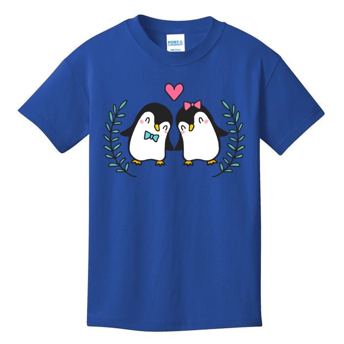 Penguin Couples Gift Wedding Anniversary Valentines Him Her Gift Kids T-Shirt