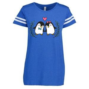 Penguin Couples Gift Wedding Anniversary Valentines Him Her Gift Enza Ladies Jersey Football T-Shirt