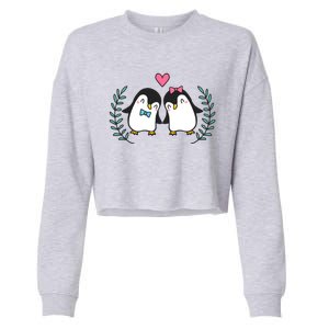 Penguin Couples Gift Wedding Anniversary Valentines Him Her Gift Cropped Pullover Crew