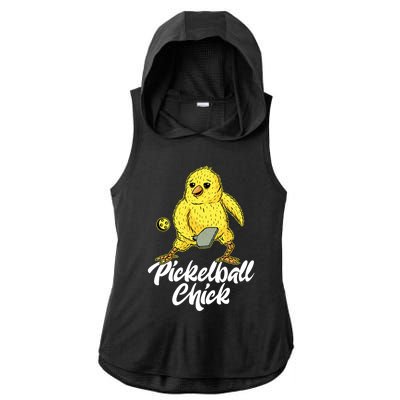 Pickleball Chick Gift Ladies PosiCharge Tri-Blend Wicking Draft Hoodie Tank