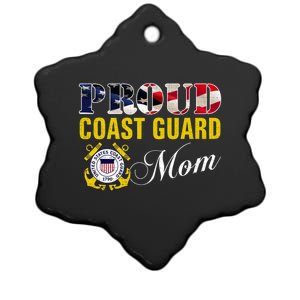 Proud Coast Guard Mom With American Flag For Veteran Day Gift Ceramic Star Ornament