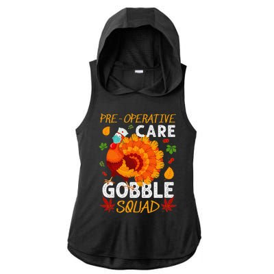 Preoperative Care Gobble Squad Turkey Thanksgiving Fall Ladies PosiCharge Tri-Blend Wicking Draft Hoodie Tank