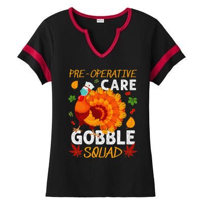 Preoperative Care Gobble Squad Turkey Thanksgiving Fall Ladies Halftime Notch Neck Tee