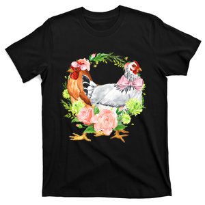 Preppy Chicken Girly Floral Design Backyard Chickens Farm Premium T-Shirt