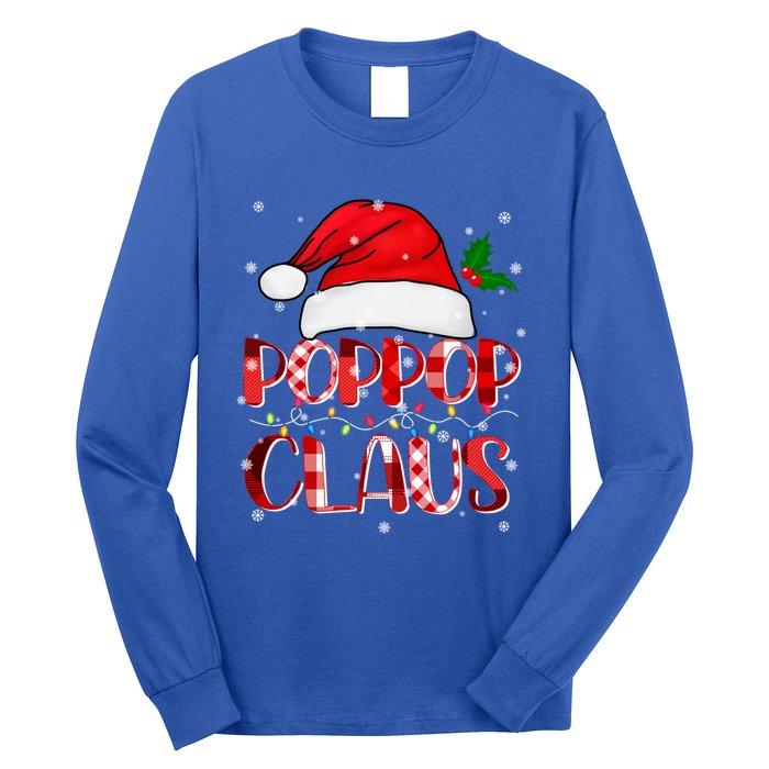 Poppop Claus Gift Christmas Lights Family Matching Pajama Funny Gift Long Sleeve Shirt