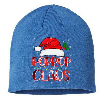 Poppop Claus Gift Christmas Lights Family Matching Pajama Funny Gift Sustainable Beanie