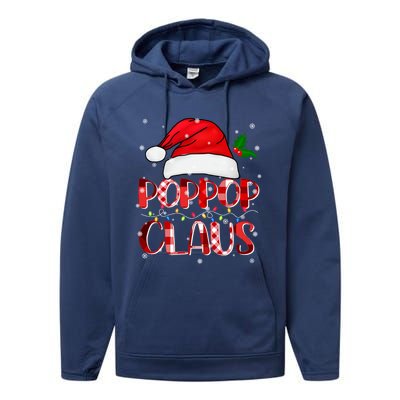 Poppop Claus Gift Christmas Lights Family Matching Pajama Funny Gift Performance Fleece Hoodie