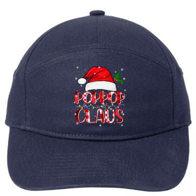 Poppop Claus Gift Christmas Lights Family Matching Pajama Funny Gift 7-Panel Snapback Hat