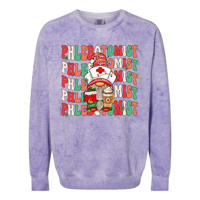 Phlebotomist Christmas Gnome Costume Funny Phlebotomy Colorblast Crewneck Sweatshirt