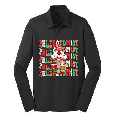 Phlebotomist Christmas Gnome Costume Funny Phlebotomy Silk Touch Performance Long Sleeve Polo