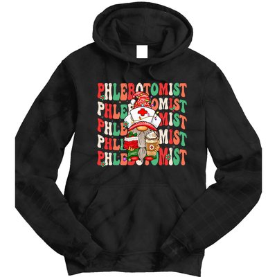 Phlebotomist Christmas Gnome Costume Funny Phlebotomy Tie Dye Hoodie