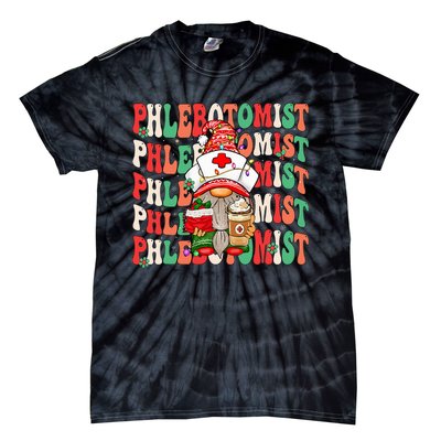 Phlebotomist Christmas Gnome Costume Funny Phlebotomy Tie-Dye T-Shirt