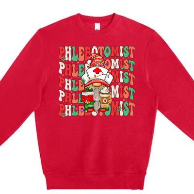 Phlebotomist Christmas Gnome Costume Funny Phlebotomy Premium Crewneck Sweatshirt