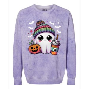 Pumpkin Cute Ghost Ing Coffee Meaningful Gift Colorblast Crewneck Sweatshirt