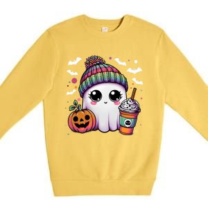 Pumpkin Cute Ghost Ing Coffee Meaningful Gift Premium Crewneck Sweatshirt