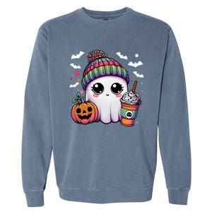 Pumpkin Cute Ghost Ing Coffee Meaningful Gift Garment-Dyed Sweatshirt