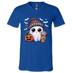 Pumpkin Cute Ghost Ing Coffee Meaningful Gift V-Neck T-Shirt