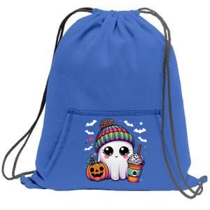 Pumpkin Cute Ghost Ing Coffee Meaningful Gift Sweatshirt Cinch Pack Bag