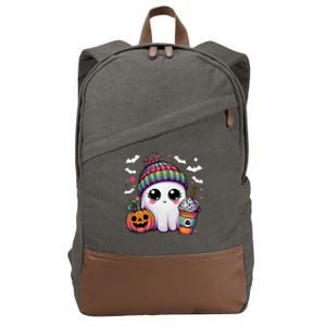 Pumpkin Cute Ghost Ing Coffee Meaningful Gift Cotton Canvas Backpack