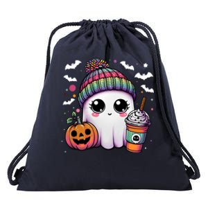 Pumpkin Cute Ghost Ing Coffee Meaningful Gift Drawstring Bag