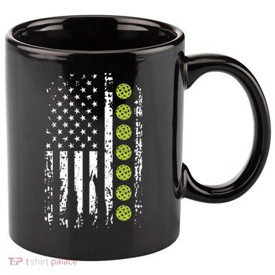 Pickleball Cool Gift American Flag Pickleball Player Gift Cute Gift 11oz C Handle Ceramic Mug