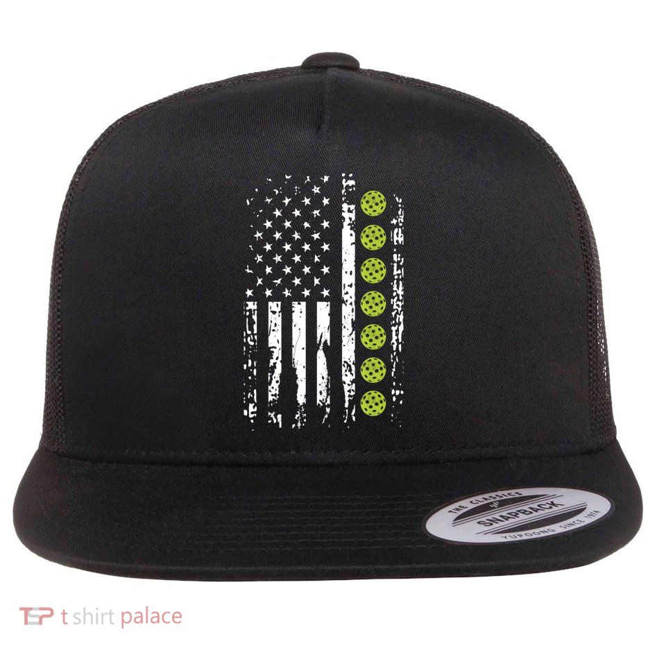 Pickleball Cool Gift American Flag Pickleball Player Gift Cute Gift Flatbill Hat