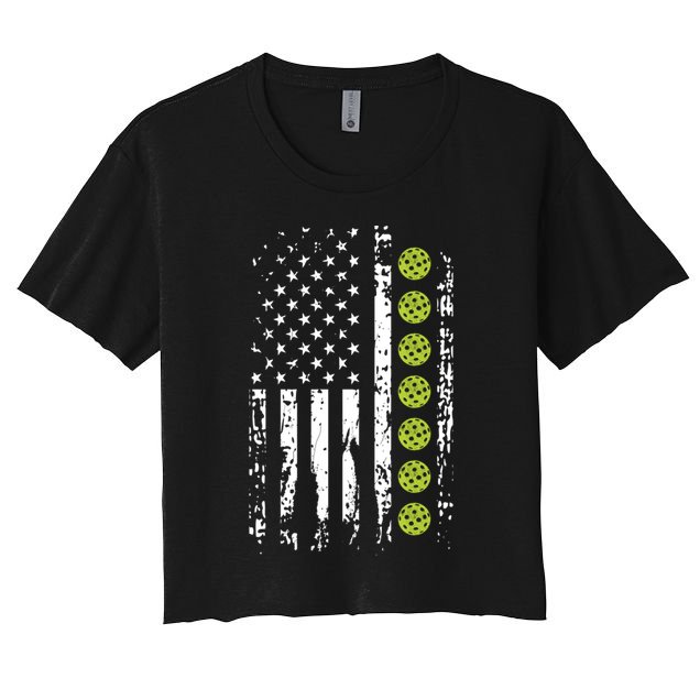 Pickleball Cool Gift American Flag Pickleball Player Gift Cute Gift Crop Top